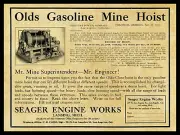 1911 Olds Gasoline Mine Hoist NEW Metal Sign: Seager Engine Works Lansing, MI