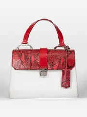 Red Snakeskin Push Lock Bag