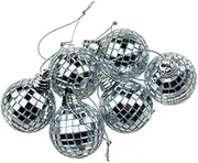 Lylac Mirror Ball in PVC Box, 6-Pieces Set, 5 cm Size, Silver