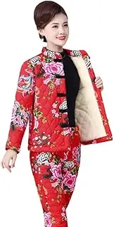 [KaeDa] Add velvet padded ethnic style floral set, fashionable and western style Tang flower cotton-padded jacket