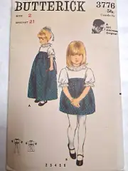 Dress Girls 2 2T Butterick 3776 Sewing Pattern FF VTG Atkinson Ruffle Modest