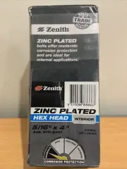 Zenith 5/16”x4” (approx M8x100mm) Zinc Plated Hex Head Bolts With Nuts Box Of 25