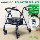4 Wheel Rollator Walker with Seat for Seniors Rolling Walking Lightweight Blue