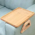 Clip-On Wooden Folding Sofa Table Sofa Arm Rest Organizer Living Room