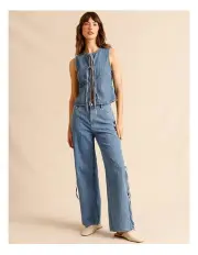 [Piper] Tie Side Soft Denim Jean in Assorted