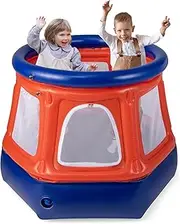 HONEY JOY Kids Inflatable Bounce House, Inflatable Kids Trampoline with Safety Enclosure Net, Weighted Water Bag & Hand Pump, Indoor Outdoor Mini Spring-Free Trampoline for Boys Girls Aged 3-10