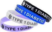 [MinnowXY] Adjustable Silicone Bracelet Type 1 Diabetic Message Alert Silicone Wristbands 4 Colors for All Ages