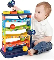 Toddlers Toys for 1 2 3 Years Old Kids, Pound A Ball Toys Included 1 Hammer & 12 Balls, Montessori Toys for 12-18 Months Baby, Interactive Game for Boys and Girls, Early Learning Educational