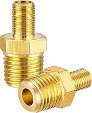 Brass Air Inflator Adapter, 1/4" NPT (M) to Standard Schrader Valve (M), Tire Inflator Connector for Auto Portable Air Compressor/Pump, Air Hose, Air Chuck (2 Packs)