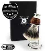 Men Synthetic Silver Tip Hair Shaving Brush with Brush Holder / Stand FREE