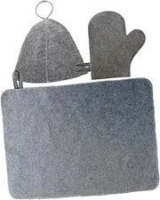 BESPORTBLE Sauna Hat Mitten Set Felt Sauna Cap for Men Absorbent Bathing Hat Accessory Grey