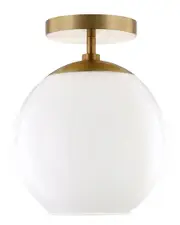 Abraham + Ivy Bartlett Brass Semi Flush Mount Ceiling Light With White Milk Glass