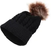 [OATIPHO] Hairball Hat Warm Hats Knitted Beanies Funny Hats Fun Hats Knit Hat Ear Muffs Fleece Cap Knit Cap Thermal Hat Wool Cap Trendy Hats Beanie Hats Knitted Hat Hat Black