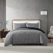 Kenneth Cole Houndstooth Plaid Black White Quilt Cover Set