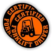 Certified Forklift Driver Hard Hat Stickers Decals Tow Motor Pallet Jack Orange