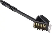 Long Handle BBQ Grill Cleaning Brush Three in One Barbecue Kitchen Scrubber Tool with Plastic Handle for Home Kitchen Outdoor Picnic Camping Backpacking Barbecue