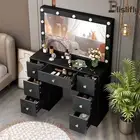 Dressing Table Large Mirror Dresser Vanity Makeup Drawer Table w/11 LED Lights