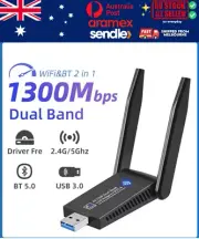 1300Mbps USB 3.0 Wireless WiFi & Bluetooth Adapter, Dual Band 5GHz Dongle