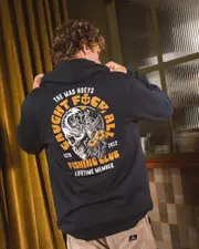 [The Mad Hueys] The Mad Hueys Men's Tropic Caught Fk All Fishing Hoodie in Navy Size Medium M Navy