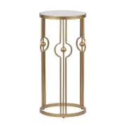 Hoop Round Art Deco Marble Side Table Metal Frame 30cm