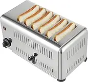 Commercial 6 Slices Toaster, 3240W Stainless Steel Toaster with 5 Browning Levels & Removable Crumb Tray, Auto Pop-up, Bread Baking Machine for Home, Store, Hotel