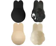 4 Pairs Adhesive Bra Invisible Bra Sticky Bra Strapless Backless Bra Breast Lift Tape Nipple Covers for Women - 2*Skin+2*Black