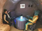 LIGHT UP STAR WARS CANTINA TABLE, BENCH SEATS AND STOOLS FOR BLACK SERIES 1/12