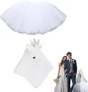 [Generic] Bride Geese Outfit | Garden Geese Outfits | Portable Garden Statue Wedding Dress for Lawn Outdoor Patio Backyard Yard Display Decor
