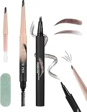 Eyebrow Pencil Waterproof Set, Microblading Eyebrow Pen & Gel Eyebrow Pencil with Replacement Lead, Quick Sculpt and Filling of Eyebrows, Durable Smudge-proof Eyebrow Colour Brown Makeup-03