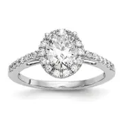 1.25ct. CZ Solid Real 14K White Gold Oval Oval Halo Engagement Ring