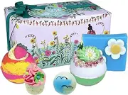 Bomb Cosmetics You Grow Girl Handmade Wrapped Bath & Body Set with Essential Oils, Includes Bath Bombs, Soap, Bath Mallow & Bath Creamer