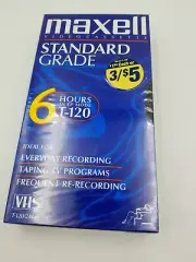 Maxell VHS Video Cassette 6 Hour Standard Grade T-120 Blank Tape Sealed