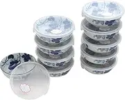 Castle Enterprises Kyoto no Banzaiya-san Series Indigo Dyed Grapes Storage Container, Small Bowl, Lid Included, Diameter 5.2 inches (13.2 cm), Set of 10