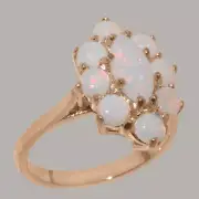 Solid 14k Rose Gold Natural Opal Womens Cluster Ring - Sizes 4 to 12