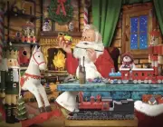 Vermont Christmas Company Santa Toy works Advent Calendar 11x14” Glitter