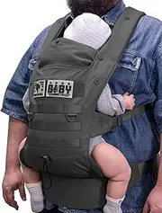 Baby Carrier for Infants to Toddlers (8-33 lbs), Ergonomic Lumbar Support, Cozy and Lightweight Military Baby Carrier for Big and Tall Parents-Dark Grey