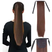 22" Light Brown Hair Quality Extension Synthetic Hair Ponytail Straight Ribbon