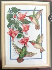 Dimensions Counted Cross Stitch Kit 6642 HUMMINGBIRDS & FUCHSIA 5" x 7"