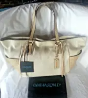Cynthia Rowley Large Croc & Soft Genuine Leather Tote/Shoulder bag in Bone- NWT