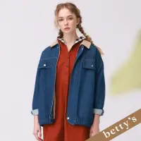 在飛比找momo購物網優惠-【betty’s 貝蒂思】QQ毛翻領貓咪牛仔夾克(牛仔藍)