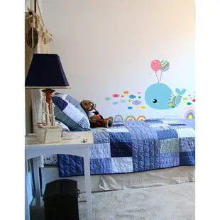 五象設計 海洋生物003 DIY 壁貼 牆貼 兒童房間 臥室 卡通動漫 鯨魚貼畫 美化 裝飾 防水貼紙