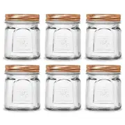 6x Glass Conserve Jar Rose Lid Screw Top Jam Lolly Storage Preserving Jars 225ml
