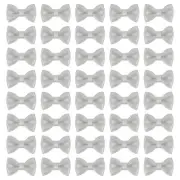50 Pcs Mini Ribbon Bow 0.8" Mini Fabric Ribbon Flower Bows, Grey