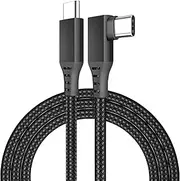 ZONEY 16.5Ft VR Link Cable USB to USB-C for Meta Quest 3S / 3/2 / Pro, Pico 4 Ultra / 4 and PC/Steam VR 90 Degree Type-C Nylon Braided Cable for VR Headset Gaming (Black, USB-C)
