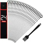 Metal Skewers for Kabobs - 15 Inch BBQ Skewers for Grilling, 24 Pack Shish Kabob
