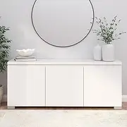 3 Door Sideboard Storage Cabinet, White Buffet Unit