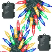 50Pcs Dazzle Bright Christmas Tree Light Bulbs Mini String Light Battery Operated Lights