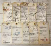 10 Handmade Junk Journal Tags Cooking Recipes Baking Embellishments Vintage