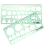 2 Pcs Geometric Tools Drawing Stencils for Adults Drafting Student
