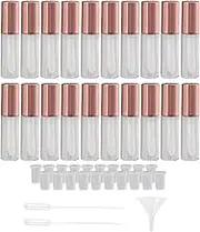 BQLZR Rose Gold 1.2ml Empty Plastic Clear Lip Gloss Tubes Lip Balm Bottle Container Cosmetic Makeup Tools with Stopper Pack of 20